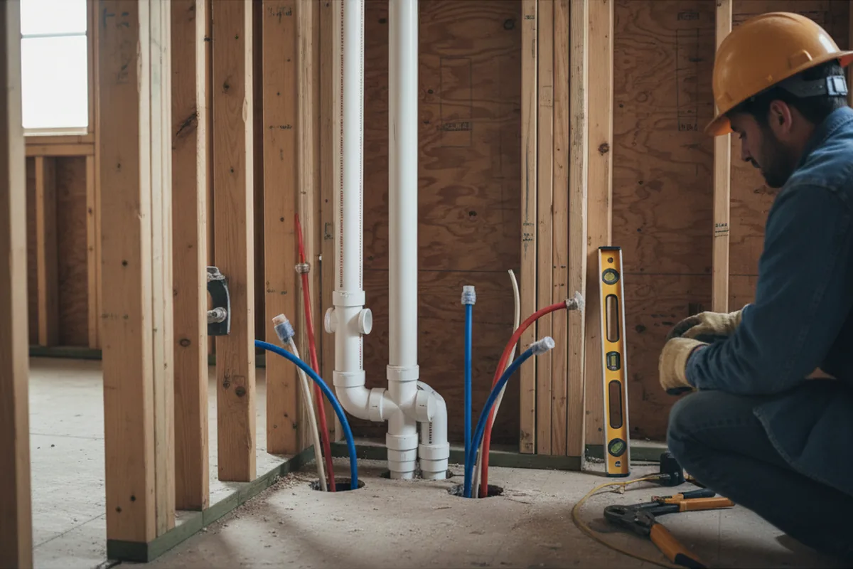 Drain and supply rough-in during Garbage Disposal Repair in Sharon